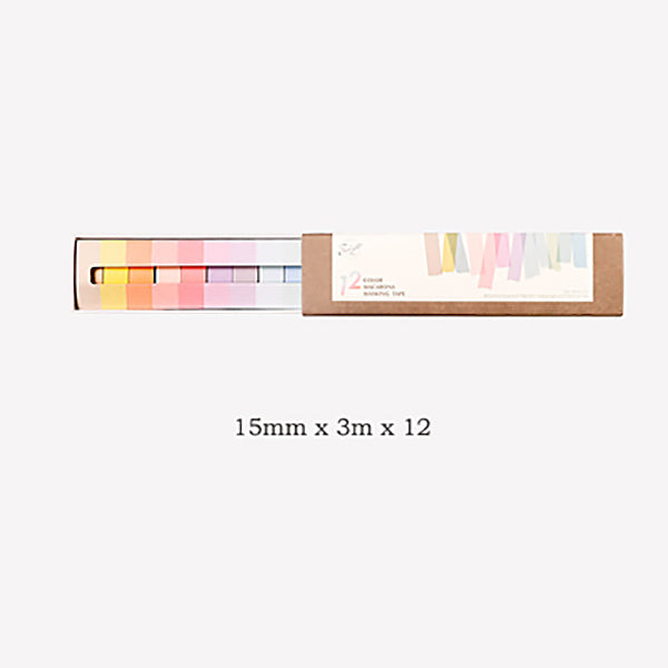 7 Pastel Colors Washi Tape 12 Rolls Set