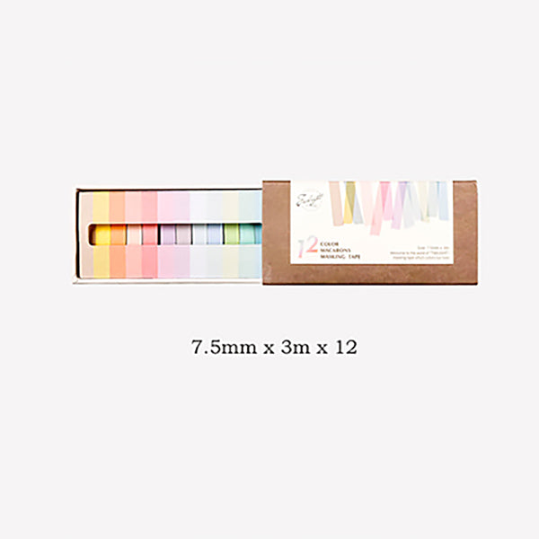 7 Pastel Colors Washi Tape 12 Rolls Set