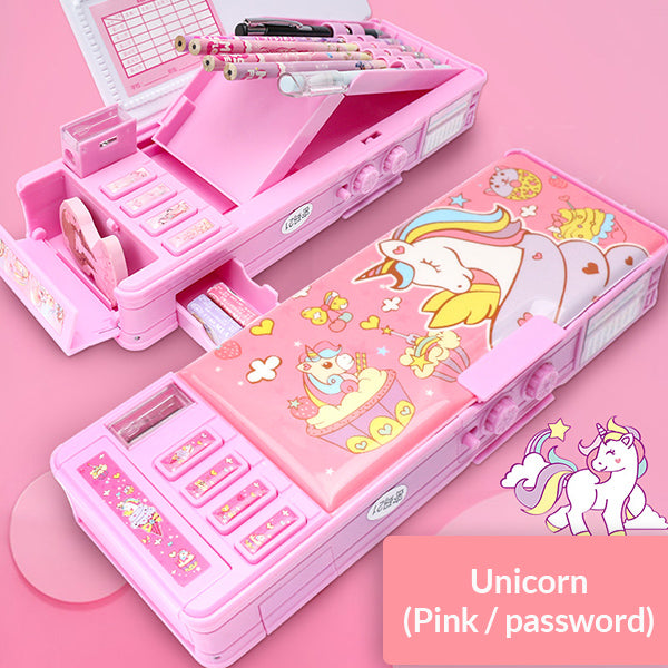 Cartoon Magnetic Pencil CaseUnicorn / Magnetic / Pink