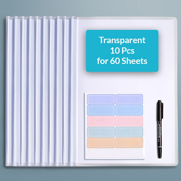 Clear Report Covers with Sliding Bar 10 Pcs Pack for A4 Paper