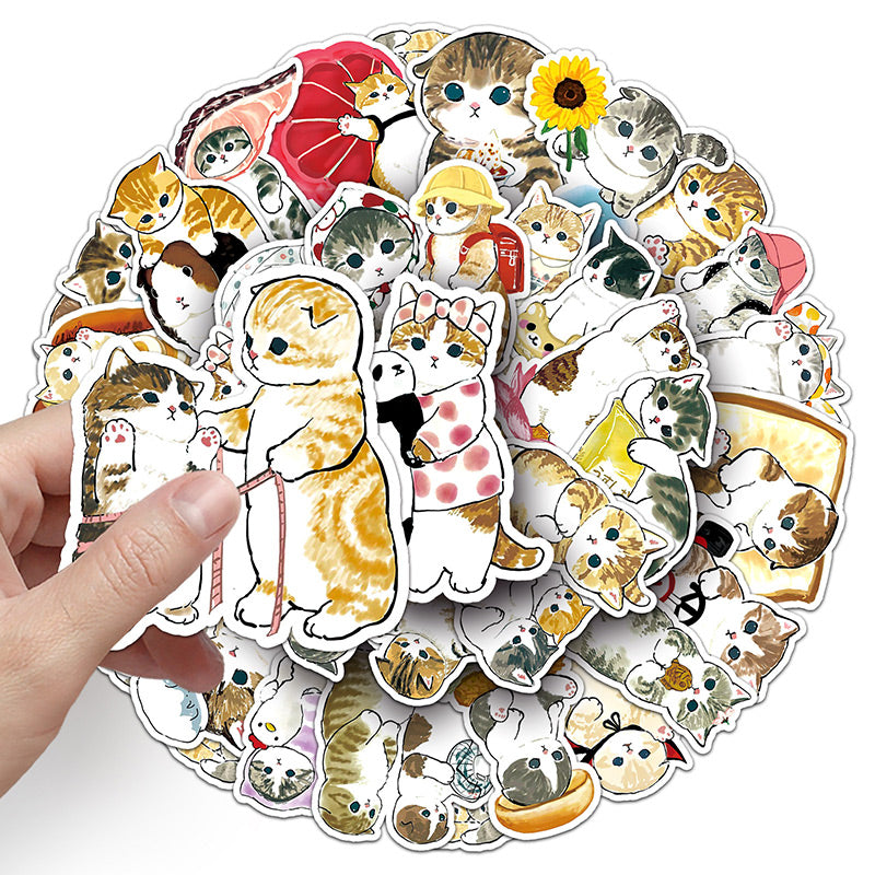 Cute Yellow Cats Stickers 50 Pcs Set