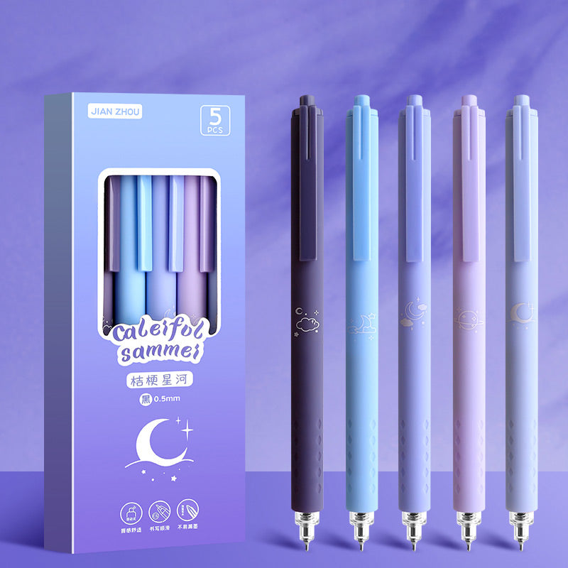 Gradient Colors Gel Pen 0.5mm 5 Pcs Set