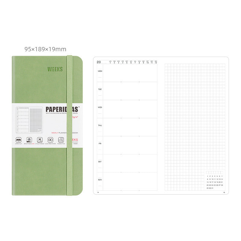 PAPERIDEAS 48K Hardcover / Softcover Weekly Planner Notebook, Avocado Green / Hardcover