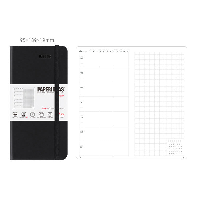 PAPERIDEAS 48K Hardcover / Softcover Weekly Planner Notebook, Black / Hardcover