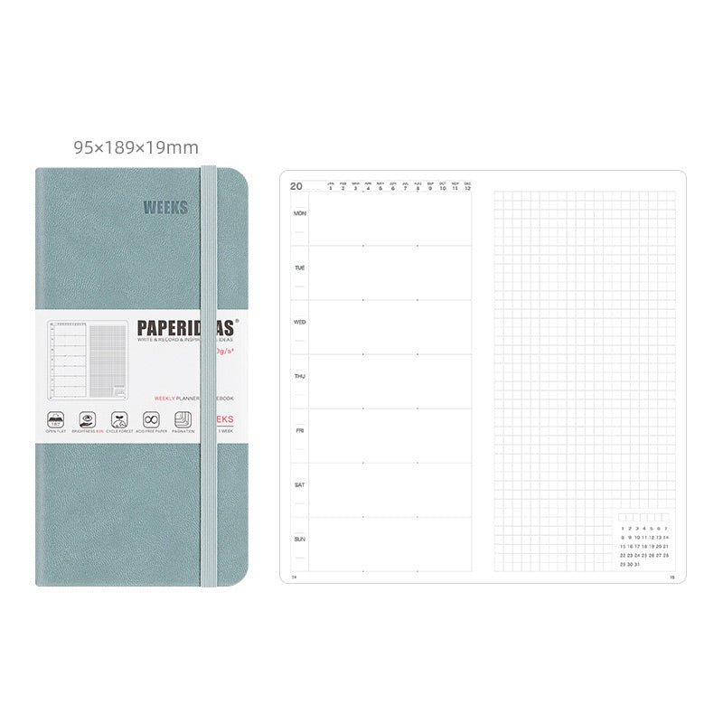 PAPERIDEAS 48K Hardcover / Softcover Weekly Planner Notebook, Smoke Blue / Hardcover