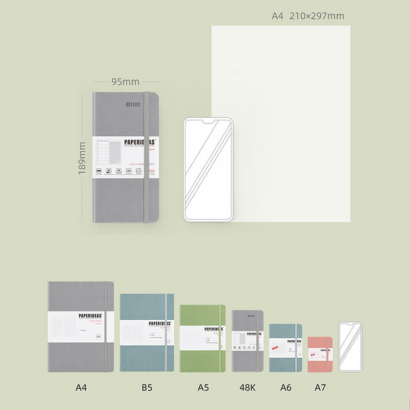 PAPERIDEAS 48K Hardcover / Softcover Weekly Planner Notebook