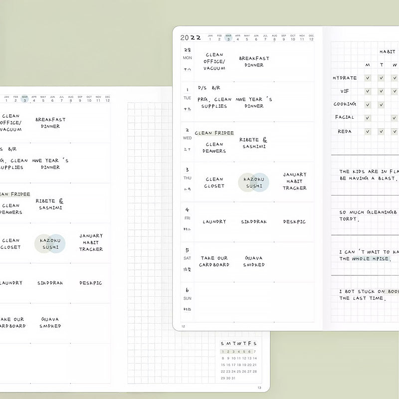 PAPERIDEAS 48K Hardcover / Softcover Weekly Planner Notebook