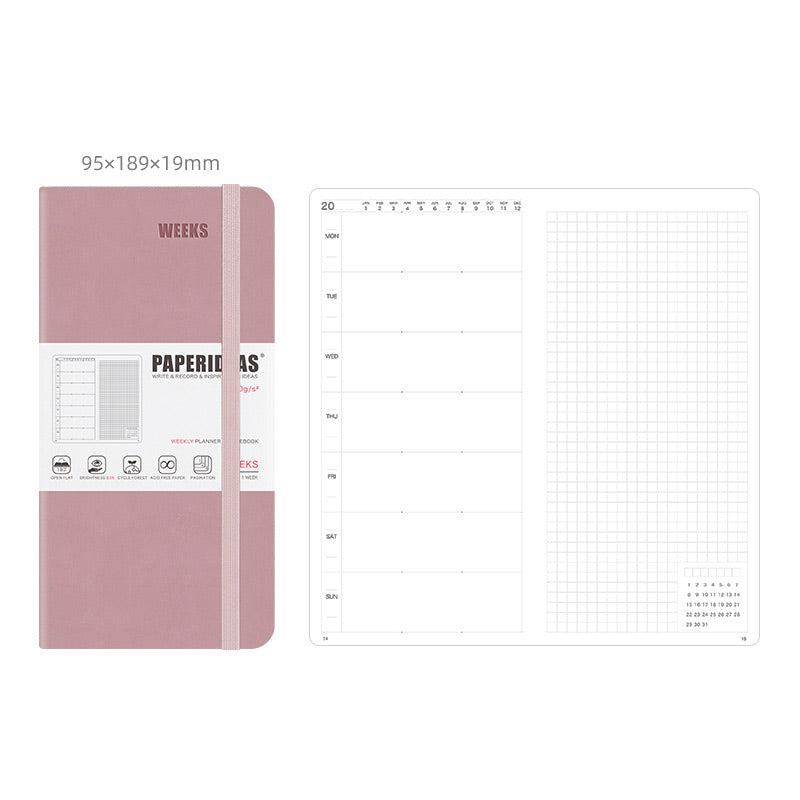 PAPERIDEAS 48K Hardcover / Softcover Weekly Planner Notebook, Deep Pink / Hardcover