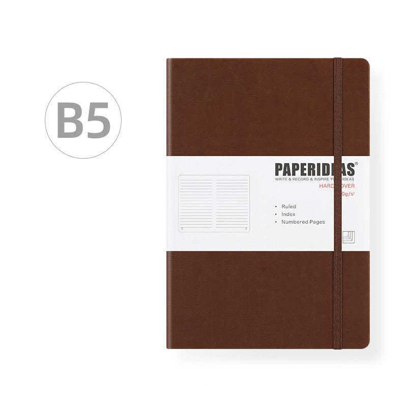 PAPERIDEAS B5 Hard Cover Journal Notebook, Brown / Gridded