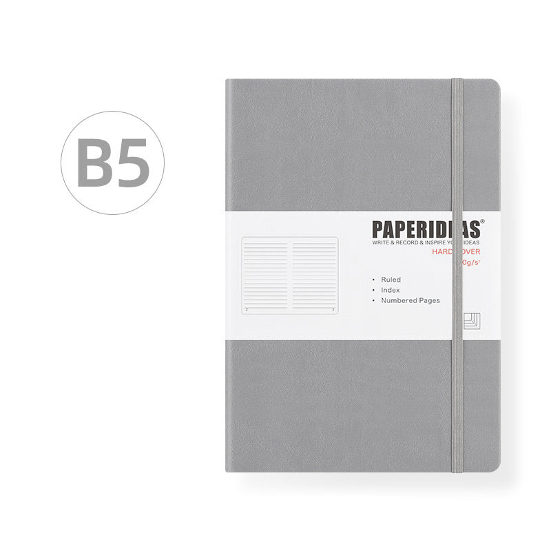 PAPERIDEAS B5 Hard Cover Journal Notebook, Gray / Gridded