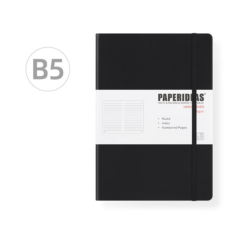 PAPERIDEAS B5 Hard Cover Journal Notebook, Black / Gridded