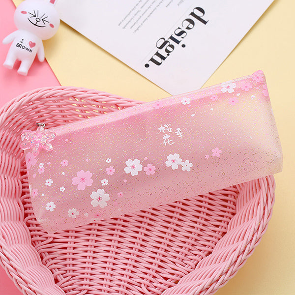 Pinky Sakura Blossom Translucent Pencil Case