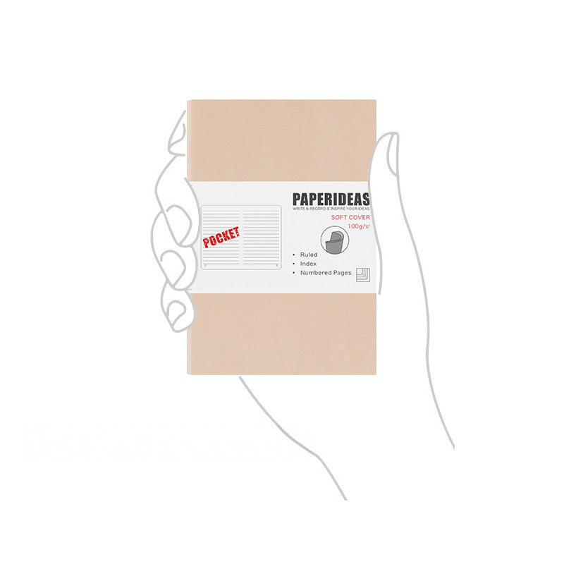 PAPERIDEAS Pocket Softcover / Hardcover A6 Notebook (Dotted/Grid/Lined), Beige / Dotted / Softcover