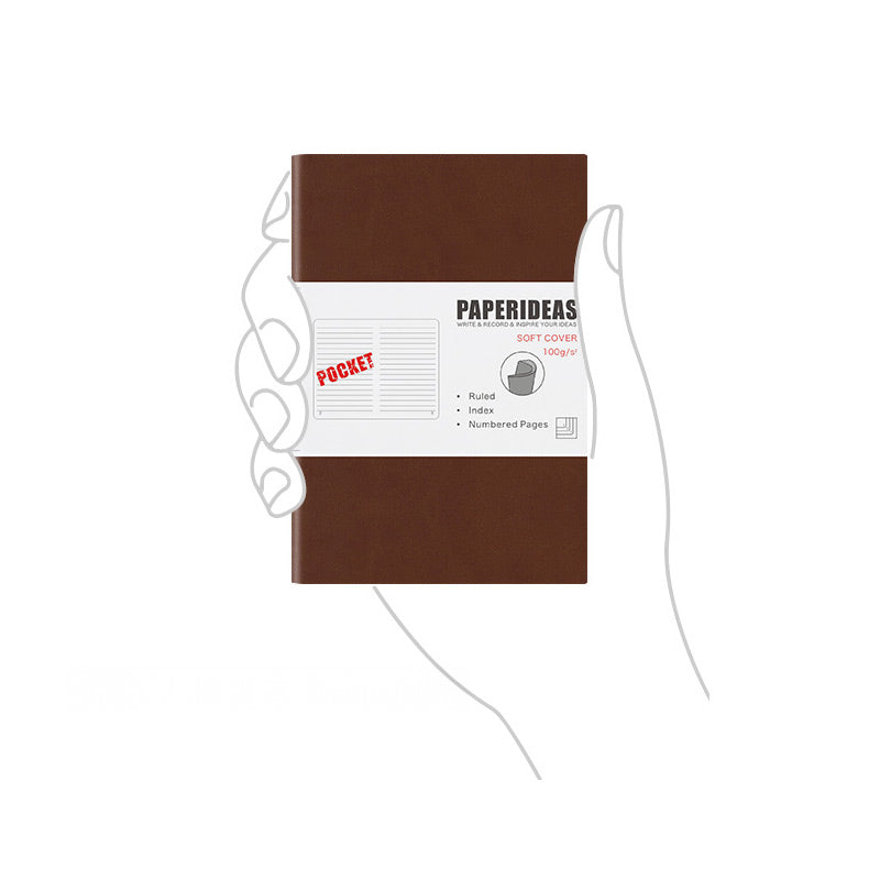 PAPERIDEAS Pocket Softcover / Hardcover A6 Notebook (Dotted/Grid/Lined), Brown / Dotted / Softcover