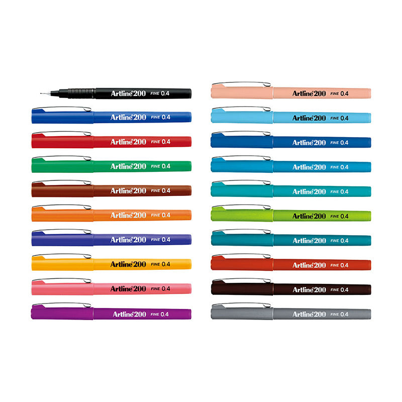 Shachihata Artline 200 Fine Pen 0.4mm 20 Colors