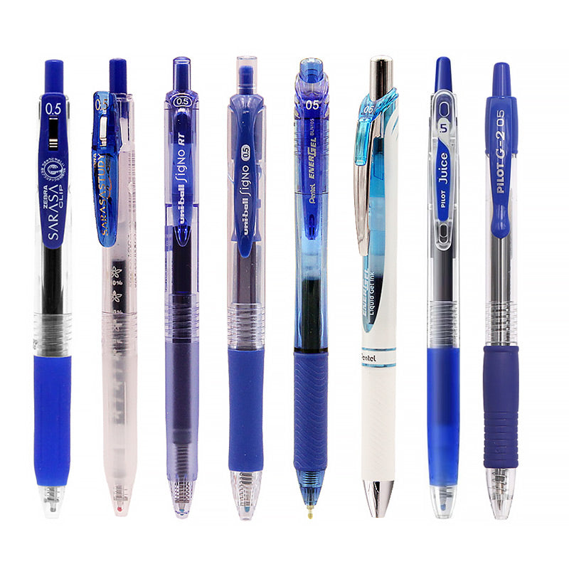 The Best Gel Pen Brand Pack Blue Collection ZEBRA PILOT uni-ball Pentel