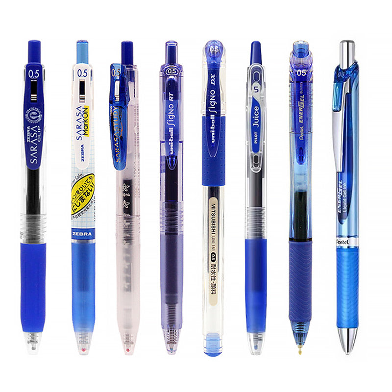 The Best Gel Pen Brand Pack Blue Collection ZEBRA PILOT uni-ball Pentel