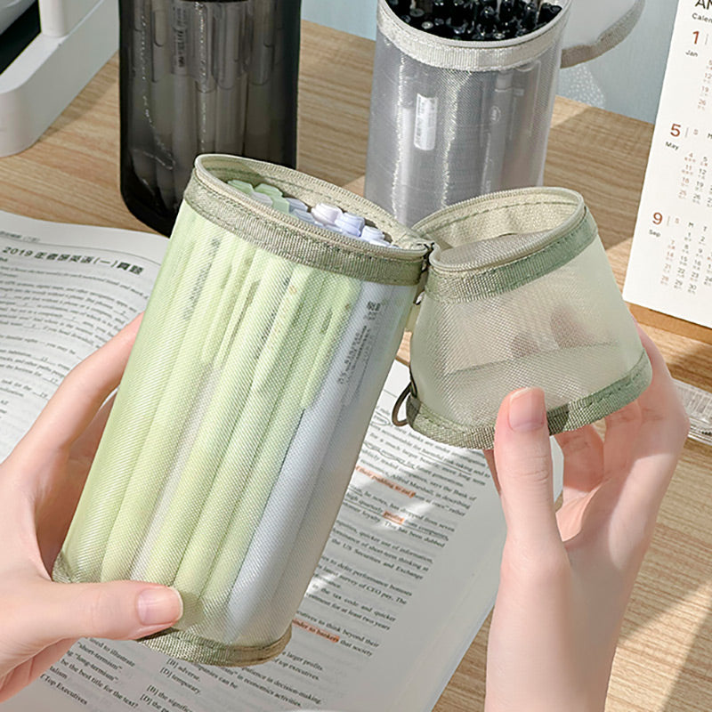 Transparent Mesh Standing Pencil Case