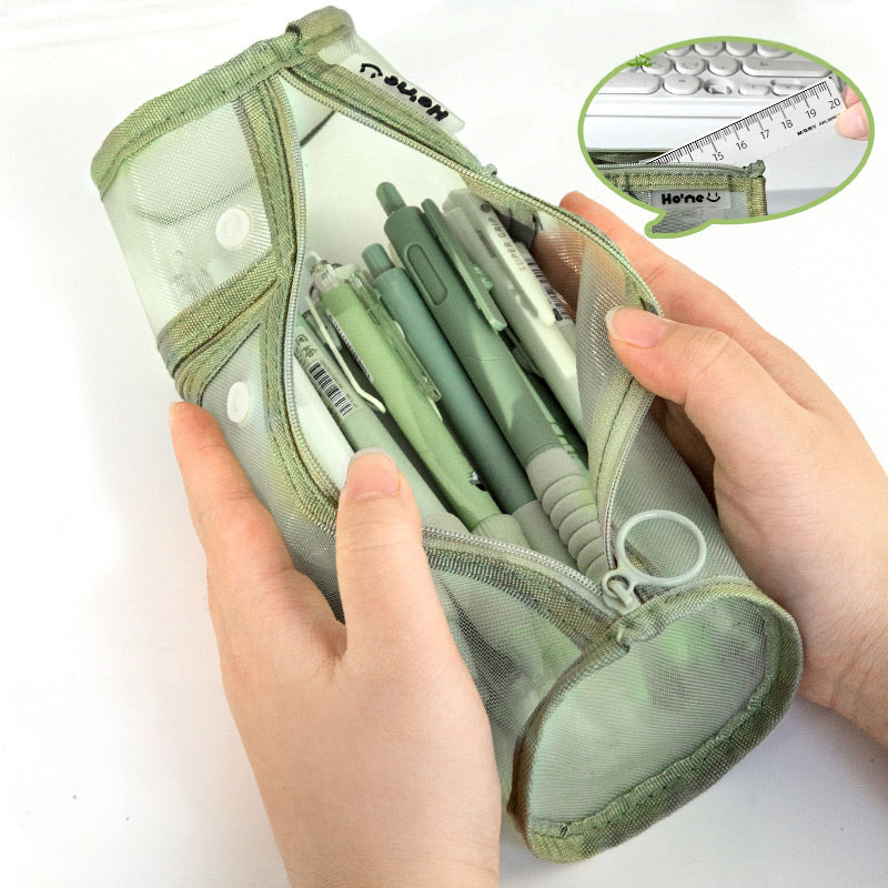 Transparent Mesh Standing Pencil Case