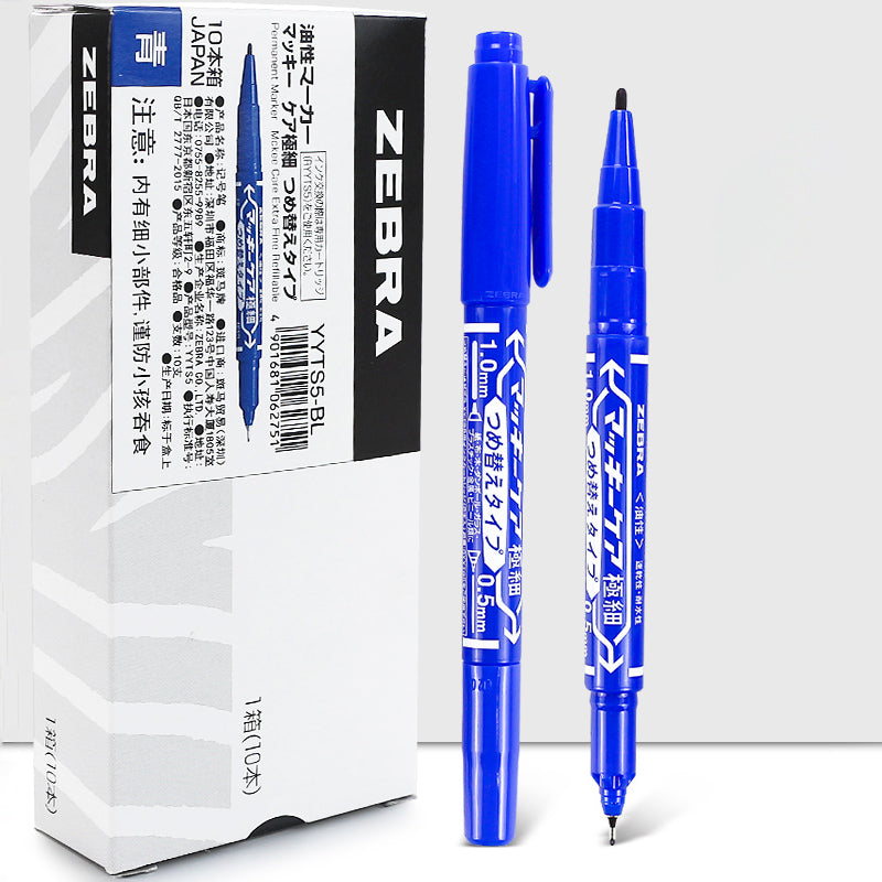 Zebra Mckee Double-Sided Extra Fine Permanent Refillable Marker / PackBlue  / 10 Pcs