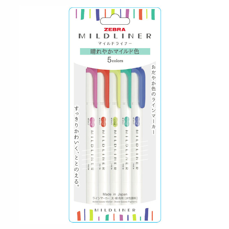 Zebra Mildliner Double Ended Highlighters Fine Bold 3 / 4 / 5 / 25 Colors Set