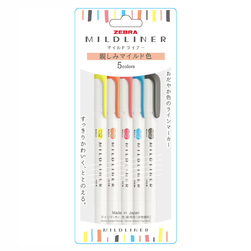 Zebra Mildliner Double Ended Highlighters Fine Bold 3 / 4 / 5 / 25 Colors Set