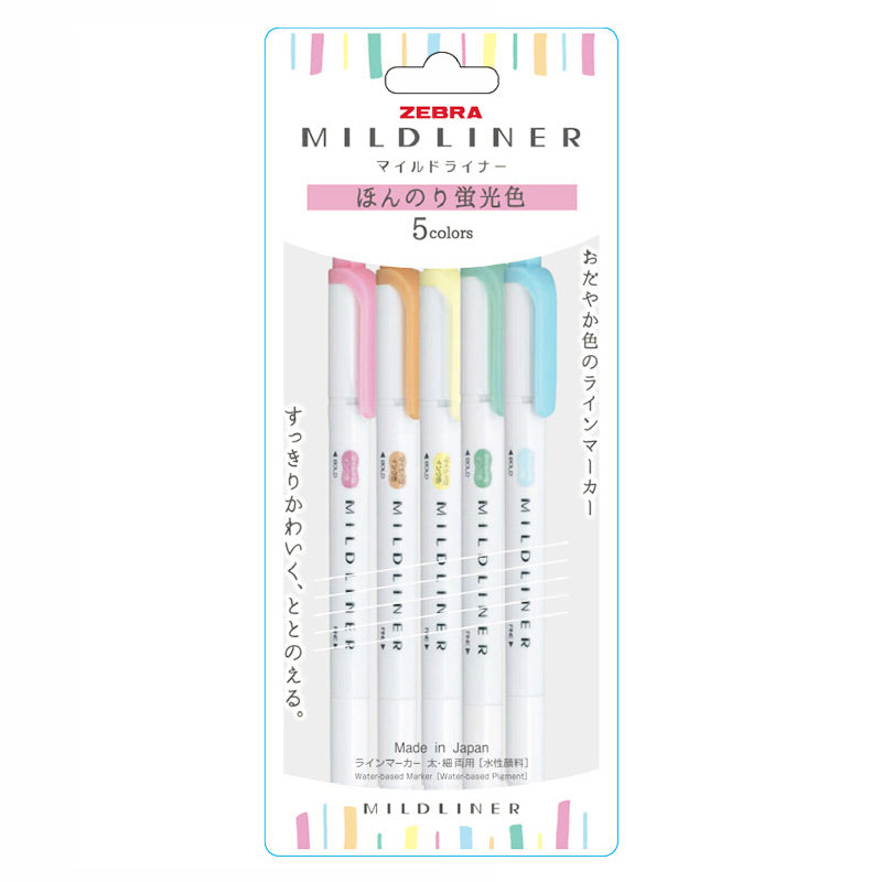 Zebra Mildliner Double Ended Highlighters Fine Bold 3 / 4 / 5 / 25 Colors Set