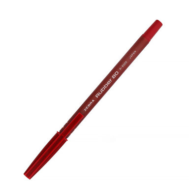 Zebra Rubber 80 R-8000 Ballpoint Pen 0.7mm 3 Colors 1 / 3 Pcs Pack, Red / 1 Pcs