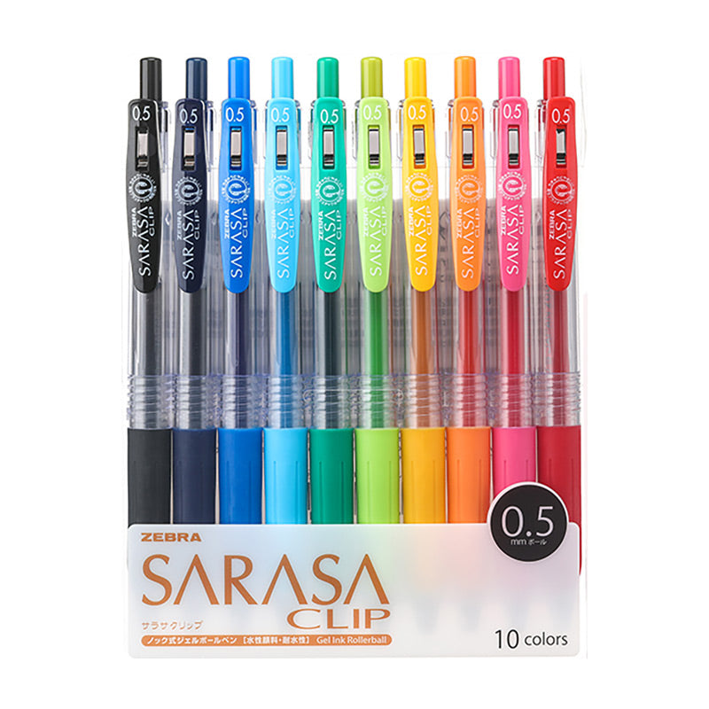 Zebra Sarasa Clip Retractable Gel Ink Pen 0.5mm 5 / 10 Colors Set