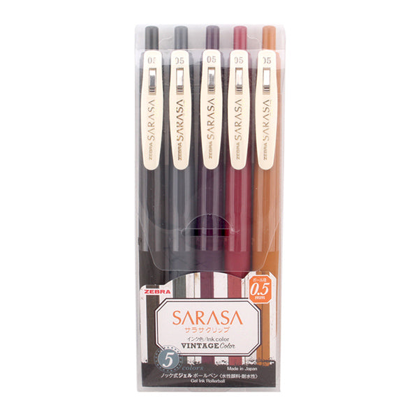 Zebra Sarasa Clip Vintage Colors Retractable Gel Pen 0.5mm 10 Colors / Set