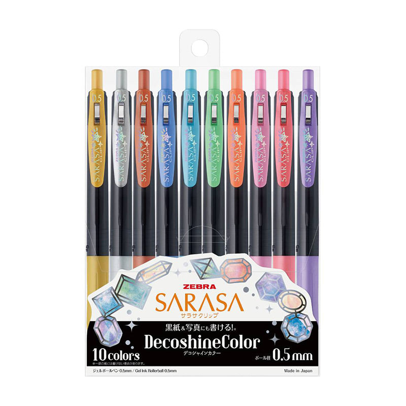 Zebra Sarasa Decoshine Color Gel Pen 0.5mm 10 Colors / Set