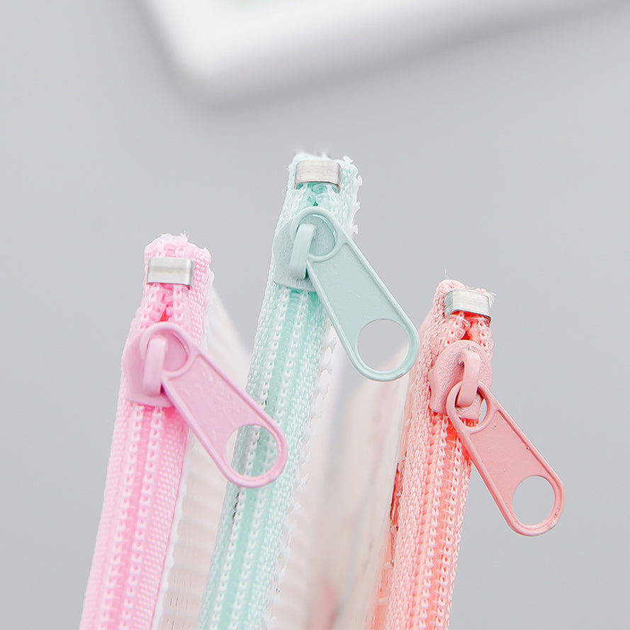 Transparent Mesh Zipper Pencil Case