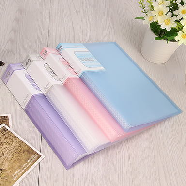 A4 Display Book File Folder with 20 Pockets Blue