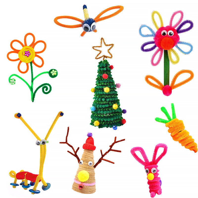 100 PCS Christmas Pipe Cleaners, Green Craft Pipe Cleaners