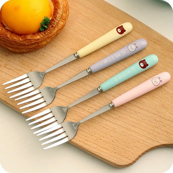 Cartoon Animal Cutlery Set with Ceramic Handle Stainless Steel