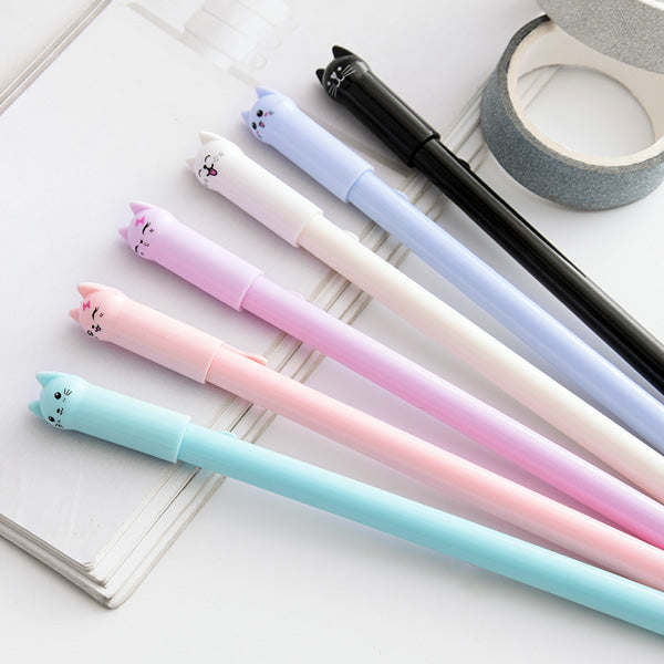 Cute Gel Pen Set of 6, Refill Set, Black Blue Ink Kawaii Girls Gift Cute  Retractable Pens 