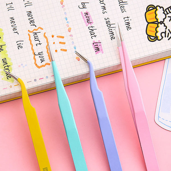sourcing map 10pcs Sticker Tweezers for Crafting 4.53 Curved Tip