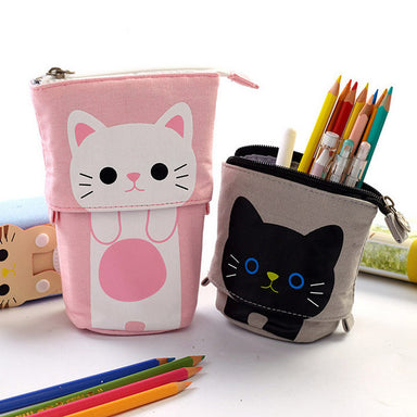 Kawaii Pen Shop Triangle Corduroy Pencil Case (6 Colors), Pink