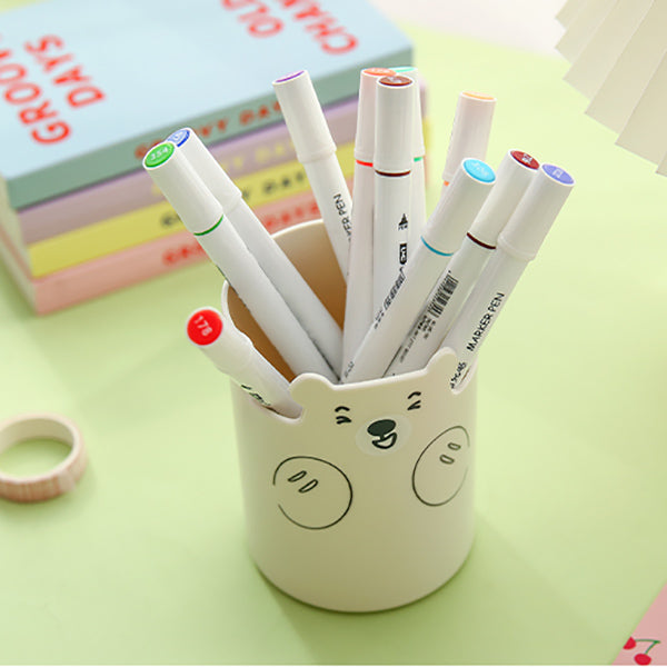 Portable cartoon bear pencil case with pen insert animal cute