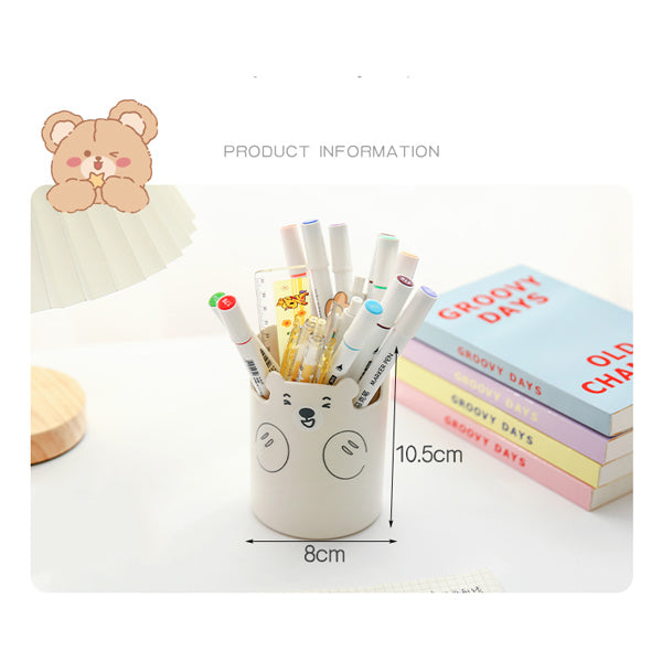 Portable cartoon bear pencil case with pen insert animal cute