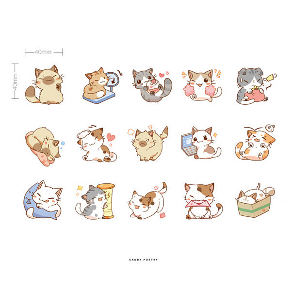 Kawaii Stickers Animal Anime, Kawaii Cartoon Cat Sticker