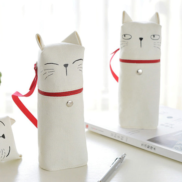 Kawaii Cartoon Cat Canvas Fold Standing Pencil Case - Cutsy World