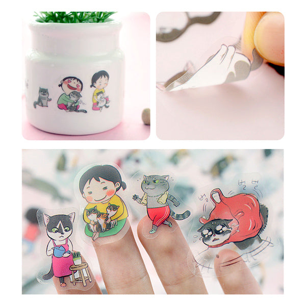 Korean Style Cat Buddy Clear Sticker Set