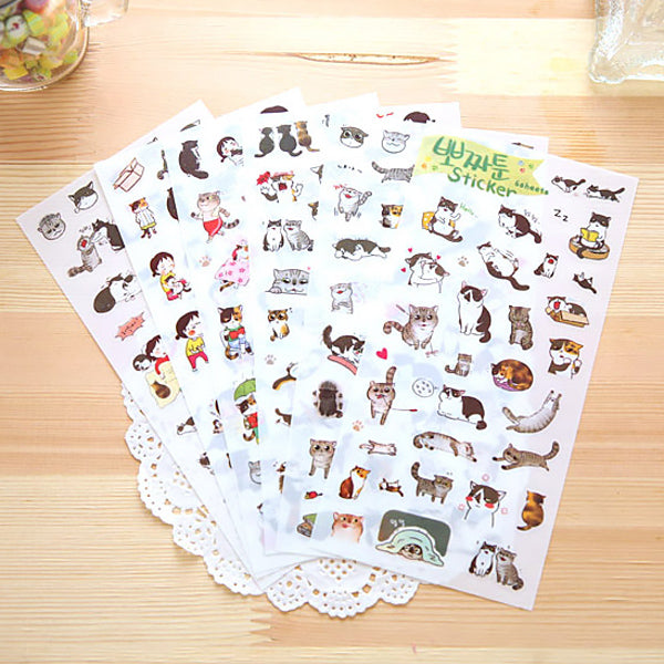 Korean Style Cat Buddy Clear Sticker Set