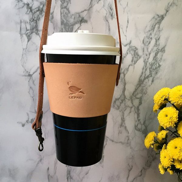 Personalised Leather Coffee Cup Sleeve Reusable Takeaway Cup Holder Sleeve  Personalized Gift for Coffee Lovers Sustainable Cup Sleeve 