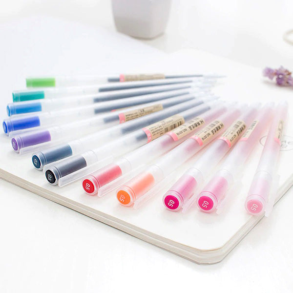 MUJI COLOURED CLICK GEL INK PENS 0.5mm Made in Japan NEW
