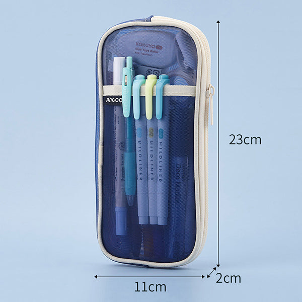 Wooum Mesh Pencil Case with Zipper - Clear - Pen Bag - Multi