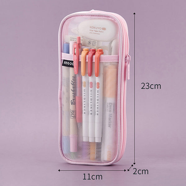Wholesale Transparent Mesh Pencil Case Large Capacity Pen Bags Cute Storage Pencil  Bag For Student School Supplies Stationery From Esw_home, $0.69