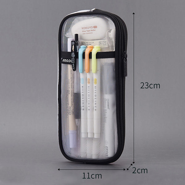Transparent Mesh Zipper Pencil Case — A Lot Mall