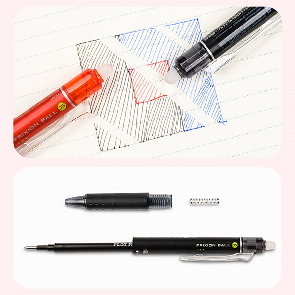 Pilot Frixion Ball Knock Retractable Erasable Gel Ink Pens,fine Point, -  0.5 mm - Blue Ink- Value Set of 5 & 6 Gel Ink Pen Refill Pack